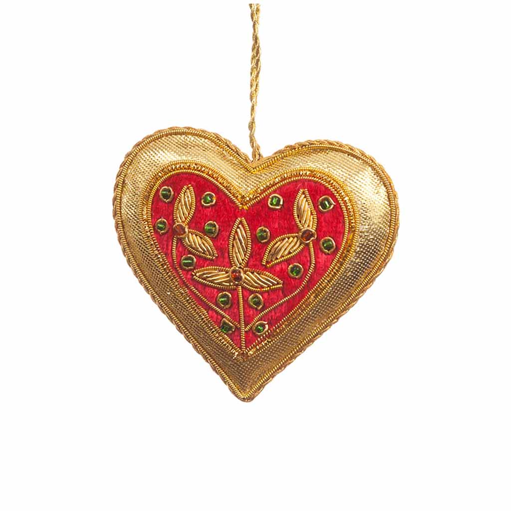 Gold and Red Heart Decoration
