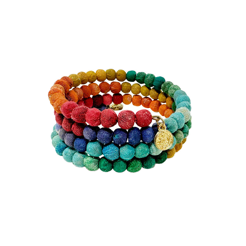 Kantha Rainbow Spiral Bracelet